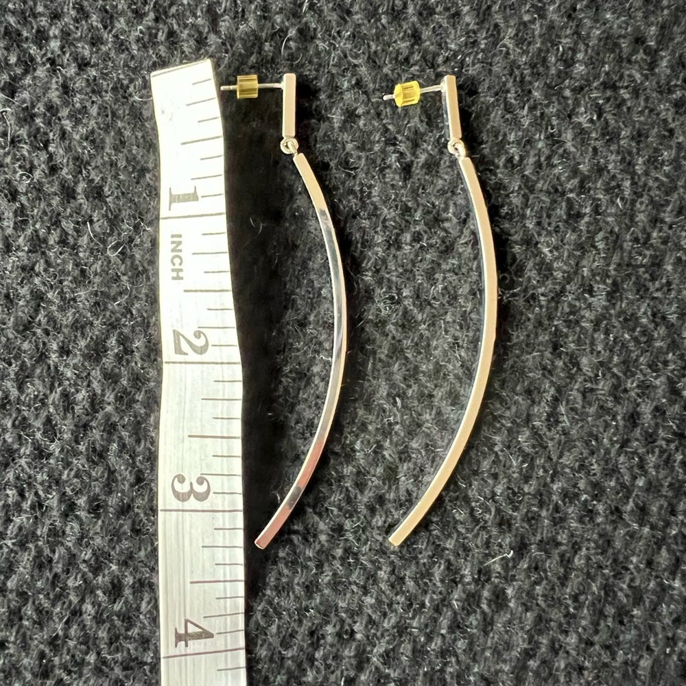 BCBG MaxAzria Stainless Steel Curved Bar Dangle Earrings with Post Back - Picture 5 of 13